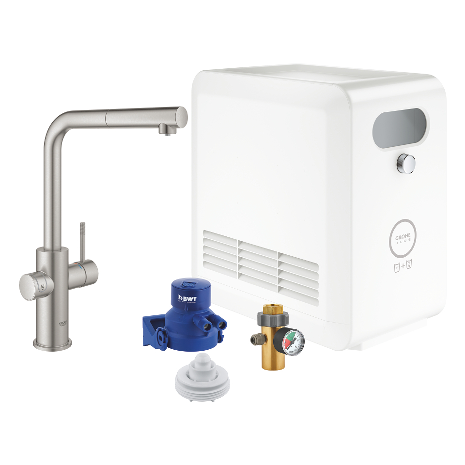 GROHE Blue Professional Sada s L-výpustí a vytahovacím perlátorem SuperSteel #31326DC2