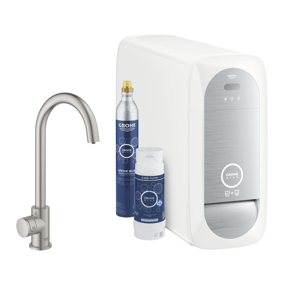 GROHE Blue Home Startovní sada Mono s výpustí ve tvaru C SuperSteel #31498DC1
