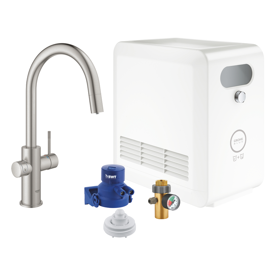 GROHE Blue Professional Sada s C-výpustí a vytahovacím perlátorem SuperSteel #31325DC2