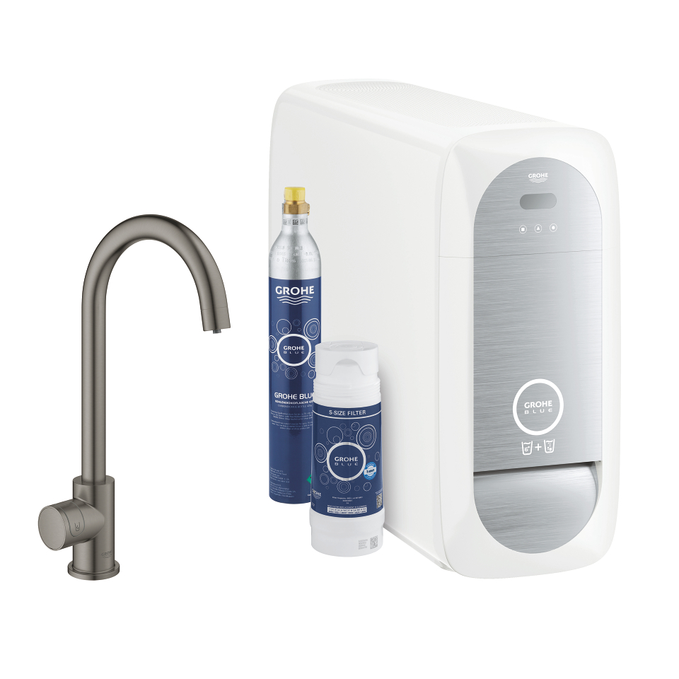 GROHE Blue Home Startovní sada Mono s výpustí ve tvaru C kartáčovaný Hard Graphite #31498AL1