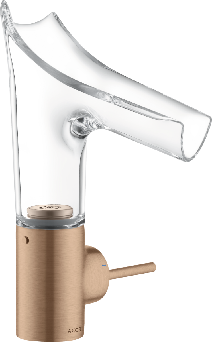 HANSGROHE AXOR Starck V umyvadlová baterie 140, skleněná výpusť #12112310 - Brushed Red Gold