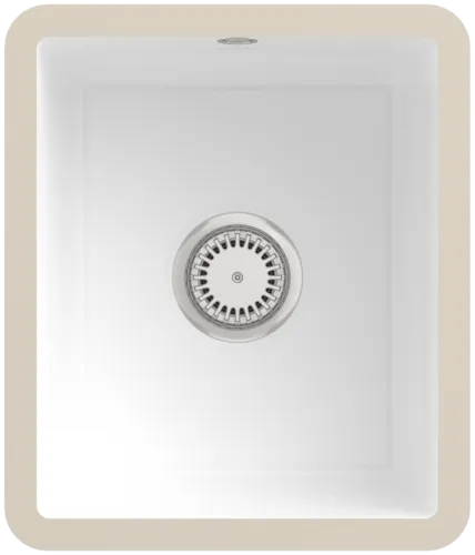 VILLEROY BOCH Podomítkový dřez Subway 45 SU, včetně odtokové soupravy s ručním ovládáním, keramika, 375 x 440 mm, bílý Alpine CeramicPlus #332401R1