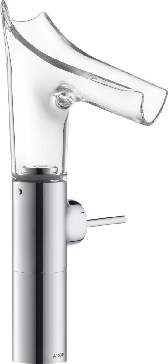 HANSGROHE AXOR Starck V Páková umyvadlová baterie 220 se skleněným výtokem, pro umyvadlové mísy, s odtokovou soupravou #12114000 - chrom