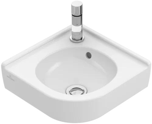 VILLEROY BOCH O.novo rohové umyvadlo, 400 x 320 x 145 mm, bílá Alpine CeramicPlus, s přepadem, neleštěné #731032R1