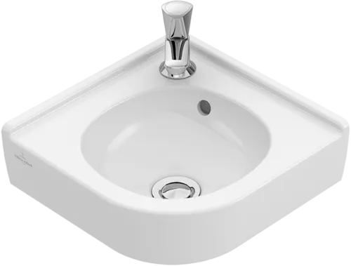 VILLEROY BOCH O.novo rohové umyvadlo, 400 x 320 x 145 mm, bílá alpská, s přepadem, neleštěné #73103201