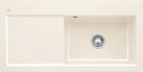 VILLEROY BOCH Vestavný dřez Subway 60 XL, včetně odtokové soupravy s ručním ovládáním, keramika, 1000 x 510 mm, Crema CeramicPlus #671901KR