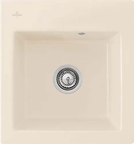 VILLEROY BOCH Vestavný dřez Subway 45 XS, včetně odtokové soupravy s ručním ovládáním, z keramiky, 475 x 510 mm, Crema CeramicPlus #678101KR