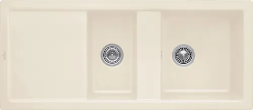 VILLEROY BOCH Vestavný dřez Subway 80, včetně odtokové soupravy s ručním ovládáním, z keramiky, 1160 x 510 mm, Ivory CeramicPlus #672601FU
