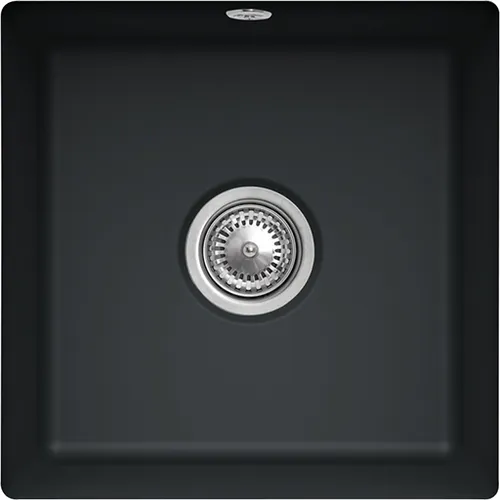 VILLEROY BOCH Podomítkový dřez Subway 50 SU, včetně odtokové soupravy s ručním ovládáním, keramika, 440 x 440 mm, Ebony CeramicPlus #332501S5