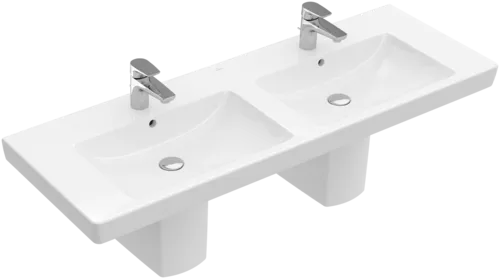 Obrázek VILLEROY BOCH Dvojumyvadlo Subway 2.0, 1300 x 470 x 150 mm, bílé Alpine CeramicPlus, s přepadem #7175D0R1