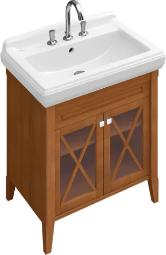 VILLEROY BOCH Toaletní skříňka Hommage, 2 dvířka, 685 x 755 x 540 mm, ořech/šedobílý mramor / ořech/šedobílý mramor #89950001
