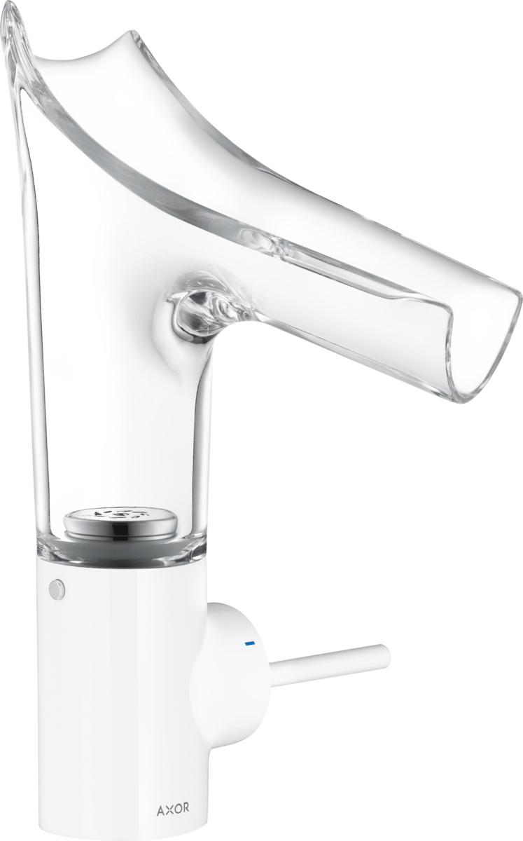 HANSGROHE AXOR Starck V Páková umyvadlová baterie 140 se skleněným výtokem a odtokovou soupravou 12112450