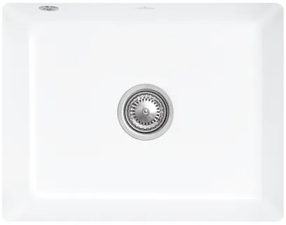 VILLEROY BOCH Podomítkový dřez Subway 60 SU, včetně odtokové soupravy s ručním ovládáním, keramika, 545 x 440 mm, bílý Alpine CeramicPlus #331001R1