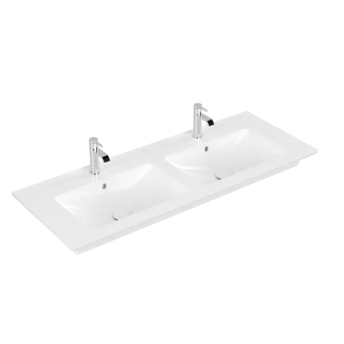 VILLEROY BOCH Skříňkové dvojumyvadlo Venticello, 1300 x 500 x 170 mm, bílá Alpine CeramicPlus, s přepadem #4111DLR1