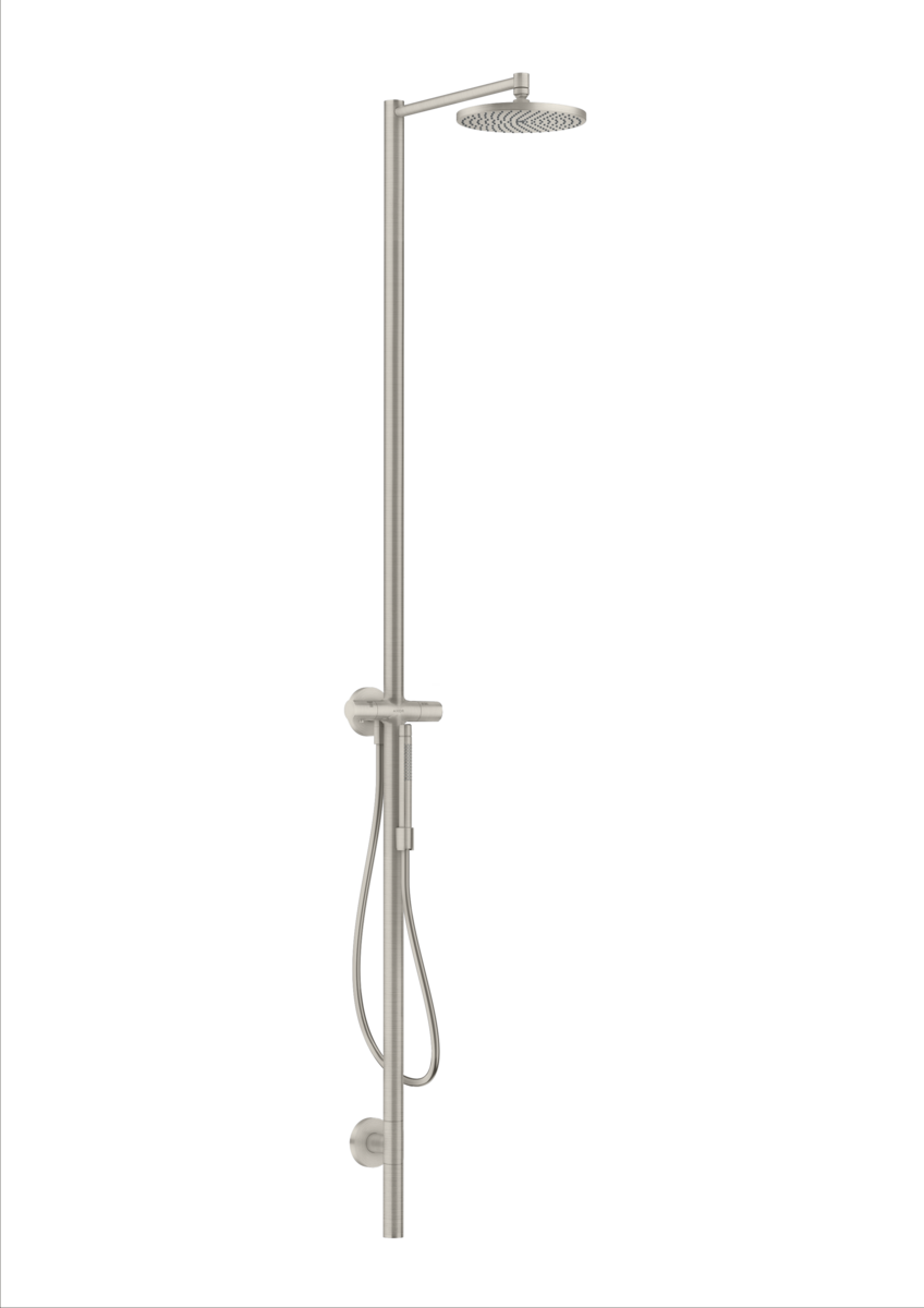 HANSGROHE AXOR Starck Sprchový sloup Nature s horní sprchou 240 1jet, venkovní použití #12670800 - vzhled nerezu