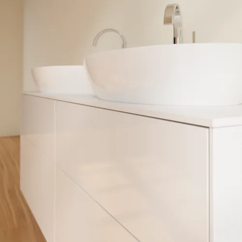 VILLEROY BOCH Toaletní skříňka Finion, 4 výsuvy, 1600 x 603 x 501 mm, lesklý bílý lak / sklo bílé matné #F96100GF, obrázek 5