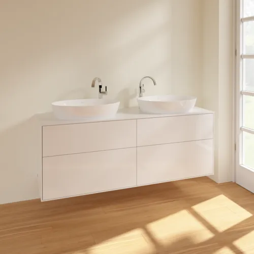VILLEROY BOCH Toaletní skříňka Finion, 4 výsuvy, 1600 x 603 x 501 mm, lesklý bílý lak / sklo bílé matné #F96100GF, obrázek 2