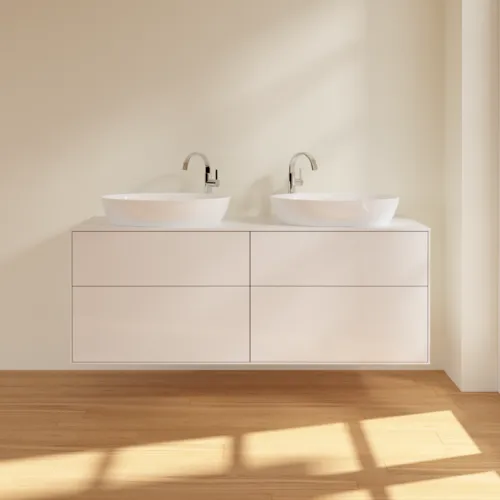 VILLEROY BOCH Toaletní skříňka Finion, 4 výsuvy, 1600 x 603 x 501 mm, lesklý bílý lak / sklo bílé matné #F96100GF, obrázek 3