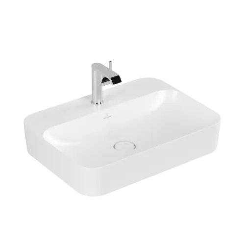 VILLEROY BOCH Umyvadlo na desku Finion, 600 x 445 x 115 mm, Stone White CeramicPlus, se skrytým přepadem #414264RW