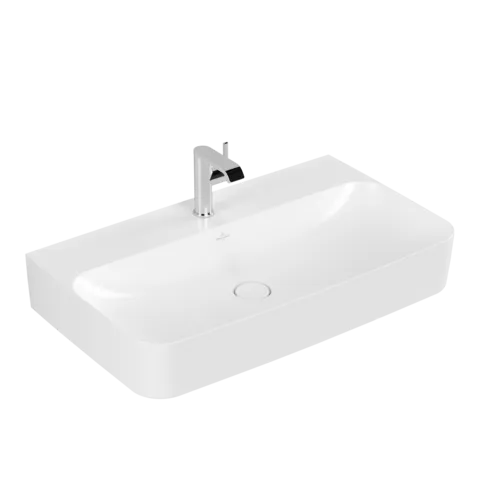 VILLEROY BOCH Umyvadlo Finion, 800 x 470 x 165 mm, Stone White CeramicPlus, se skrytým přepadem, leštěné #41688CRW