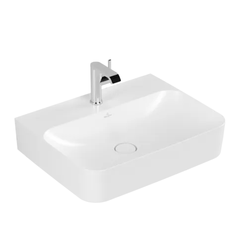 VILLEROY BOCH Umyvadlo Finion, 600 x 470 x 164 mm, Stone White CeramicPlus, se skrytým přepadem, leštěné #41686CRW