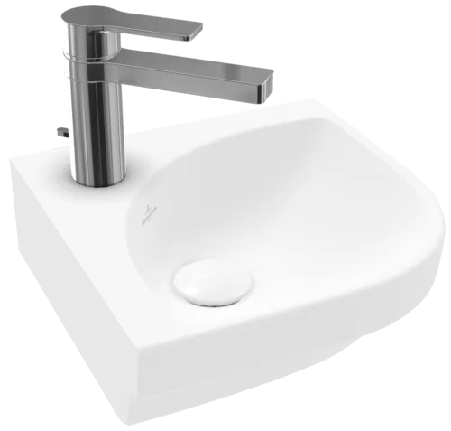 VILLEROY BOCH Subway 3.0 Rohové umyvadlo, 320 x 320 x 145 mm, Stone White CeramicPlus, bez přepadu, neleštěné #437146RW