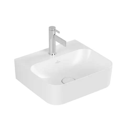 VILLEROY BOCH Umyvadlo Finion s ručním oplachováním, 430 x 390 x 140 mm, Stone White CeramicPlus, bez přepadu, leštěné #43644LRW