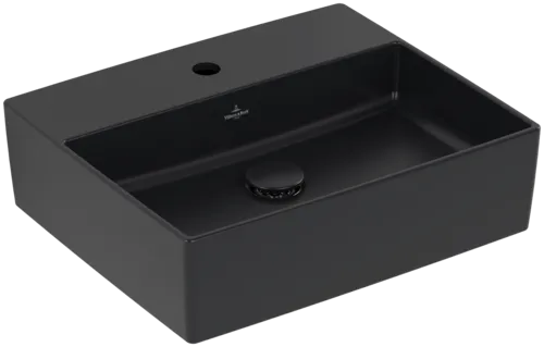 VILLEROY BOCH Memento 2.0 umyvadlo na desku, 498 x 420 x 139 mm, Pure Black CeramicPlus, bez přepadu #4A0751R7