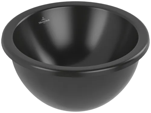 VILLEROY BOCH Podomítkové umyvadlo Loop & Friends, 330 x 330 x 190 mm, Pure Black CeramicPlus, bez přepadu #4A5101R7