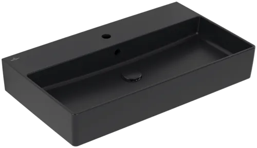 VILLEROY BOCH Umyvadlo Memento 2.0, 800 x 470 x 140 mm, Pure Black CeramicPlus, s přepadem, leštěné #4A228GR7