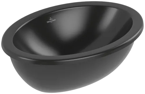 VILLEROY BOCH Podomítkové umyvadlo Loop & Friends, 430 x 290 x 185 mm, Pure Black CeramicPlus, bez přepadu #4A5301R7