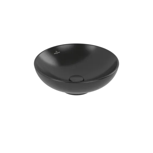 VILLEROY BOCH Umyvadlo na desku Loop & Friends, 420 x 420 x 120 mm, Pure Black CeramicPlus, s přepadem #4A4600R7