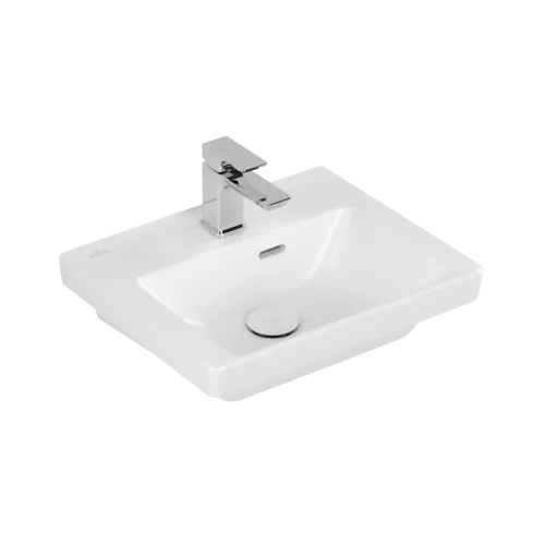 VILLEROY BOCH Umyvadlo Subway 3.0, 450 x 370 x 145 mm, Stone White CeramicPlus, s přepadem #437045RW