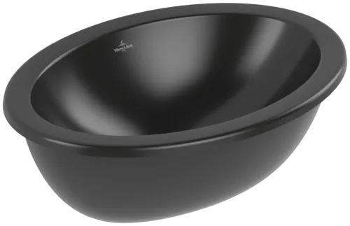 VILLEROY BOCH Podomítkové umyvadlo Loop & Friends, 485 x 325 x 215 mm, Ebony CeramicPlus, bez přepadu #4A5401S5