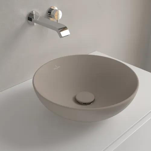 VILLEROY BOCH Umyvadlo na desku Loop & Friends, 380 x 380 x 120 mm, Almond CeramicPlus, bez přepadu #4A4501AM, obrázek 7