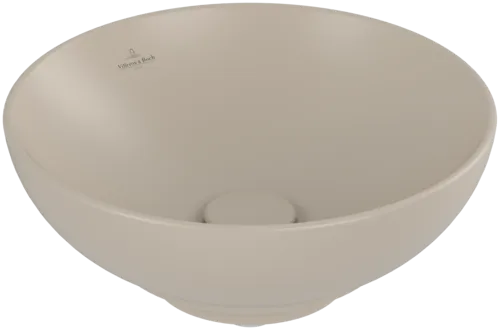 VILLEROY BOCH Umyvadlo na desku Loop & Friends, 380 x 380 x 120 mm, Almond CeramicPlus, bez přepadu #4A4501AM