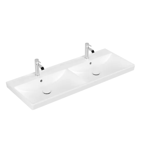 VILLEROY BOCH Skříňkové dvojumyvadlo Avento, 1200 x 470 x 160 mm, Stone White CeramicPlus, s přepadem #4A23CKRW