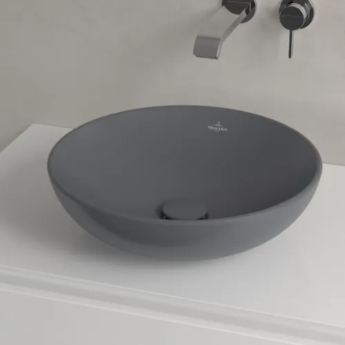 VILLEROY BOCH Umyvadlo na desku Loop & Friends, 420 x 420 x 120 mm, Graphite CeramicPlus, bez přepadu #4A4601I4, obrázek 3