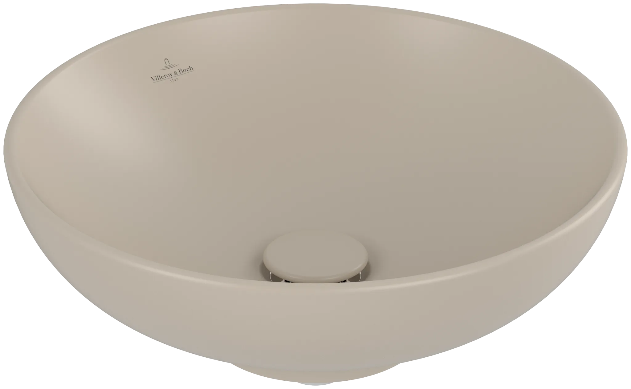 VILLEROY BOCH Umyvadlo na desku Loop & Friends, 420 x 420 x 120 mm, Almond CeramicPlus, bez přepadu #4A4601AM