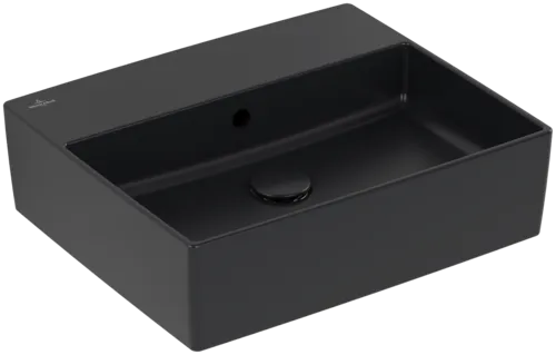 VILLEROY BOCH Memento 2.0 umyvadlo na desku, 498 x 420 x 139 mm, Pure Black CeramicPlus, s přepadem #4A0752R7