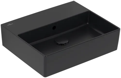 VILLEROY BOCH Umyvadlo Memento 2.0, 500 x 420 x 140 mm, Pure Black CeramicPlus, s přepadem, neleštěné #4A2252R7