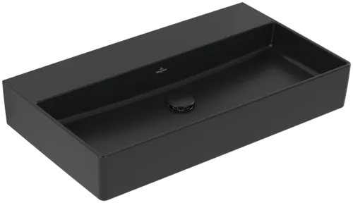 VILLEROY BOCH Umyvadlo Memento 2.0, 800 x 470 x 140 mm, Pure Black CeramicPlus, bez přepadu, leštěné #4A228FR7