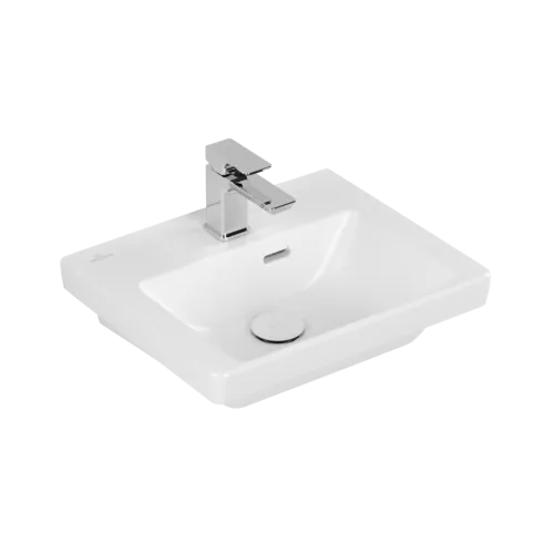 VILLEROY BOCH Umyvadlo Subway 3.0, 450 x 370 x 145 mm, Stone White CeramicPlus, s přepadem #4370FKRW