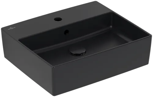 VILLEROY BOCH Memento 2.0 umyvadlo na desku, 498 x 420 x 139 mm, Pure Black CeramicPlus, s přepadem #4A0750R7