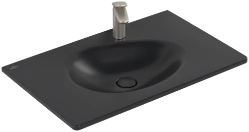VILLEROY BOCH Umyvadlo na skříňku Antao, 800 x 500 x 150 mm, Pure Black CeramicPlus, se skrytým přepadem #4A7584R7