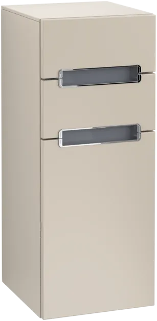 VILLEROY BOCH Boční skříňka Subway 2.0, 1 dvířka, 2 zásuvky, 356 x 857 x 370 mm, Soft Grey / Glass White #A7121SVK