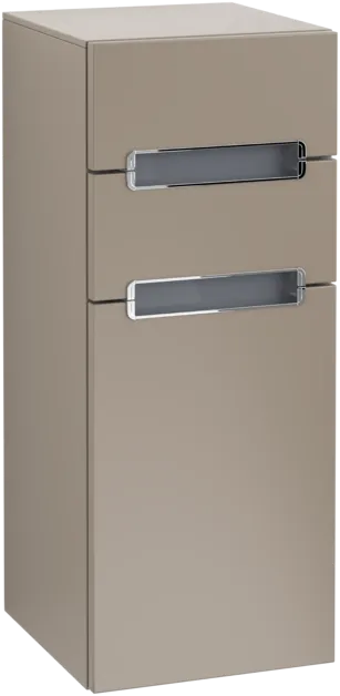 VILLEROY BOCH Boční skříňka Subway 2.0, 1 dvířka, 2 zásuvky, 356 x 857 x 370 mm, lanýžově šedá / skleněně bílá #A7121SVG