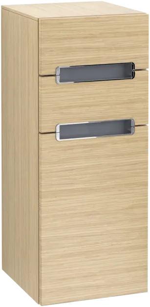 VILLEROY BOCH Boční skříňka Subway 2.0, 1 dvířka, 2 zásuvky, 356 x 857 x 370 mm, dub nordický / sklo bílé #A7121SVJ