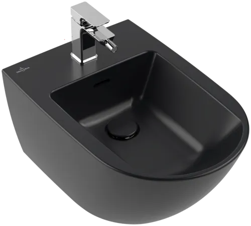 VILLEROY BOCH Bidet Antao, závěsný, 375 x 560 mm, Pure Black CeramicPlus #541100R7