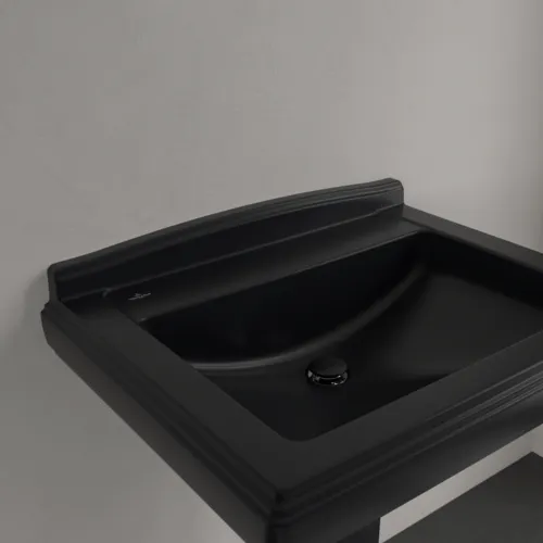 VILLEROY BOCH Umyvadlo Hommage, 750 x 580 x 200 mm, Pure Black CeramicPlus, s přepadem #7101A1R7, obrázek 10